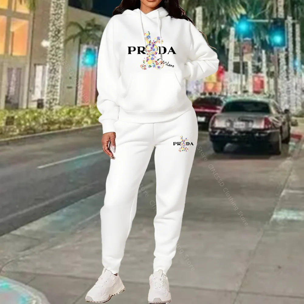 Women's Tracksuits Hoodies and Pants Two Peice Outfits Suit Designer Luxury Oversized Autumn Winter Clothing Women Pants Sets