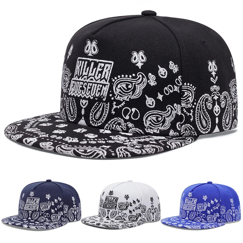 2025 New West Coast Cashew Flower Street Hip Hop Hat Outdoor Cycling Skateboard Hat Sunshade Hat Neutral Flat Edge Baseball Hat