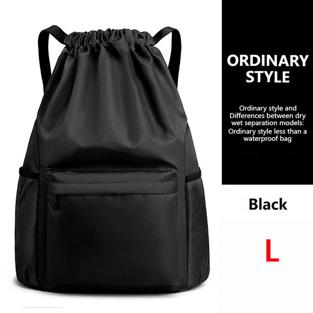 Loogdeel Portable Gym Football Drawstring Bag Quick Drying Large Capacity Oxford Cloth Backpack Solid Color Adjustable Straps