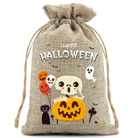 10pcs10X15cm Halloween Linen Drawstring Gift Bag Trick or Treat Party Children's Small Gifts Candy Packaging Storage Bag