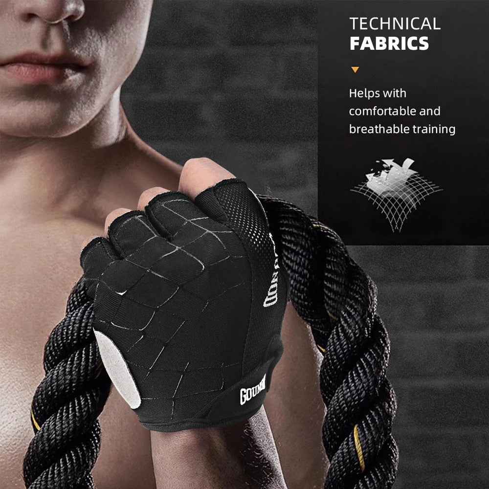 1Pair Professional Workout Gloves – Padded Weight Lifting Glove for Men/Women Cycling Climbing-Fingerless Breathable Gym Gloves