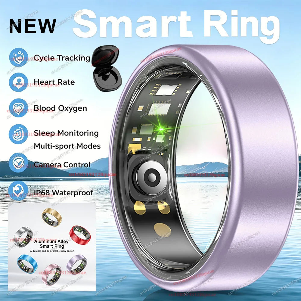 2026 New Smart Ring Heart Rate Blood Pressure Sleep Monitoring Motion Tracking IP68 Waterproof Men Women Smart Ring Holiday Gift