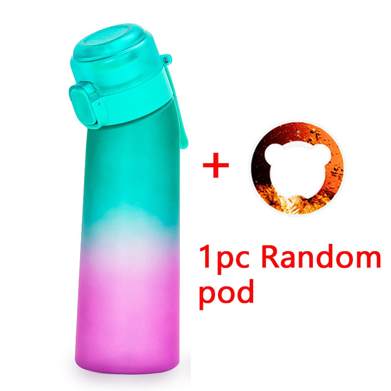 1pc 650ml Flavored Water Bottle with Random 1 Flavour Pods Air Water Bottle Frosted Black Air Camping Fitness Sport Cup