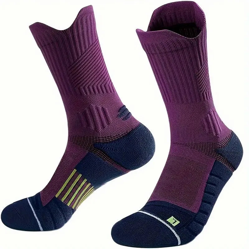 1/5 Pair Men Towel Bottom Basketball Sports Socks Anti Odor Sweat Absorbing Cushioning Shock Absorption All Season Running Socks