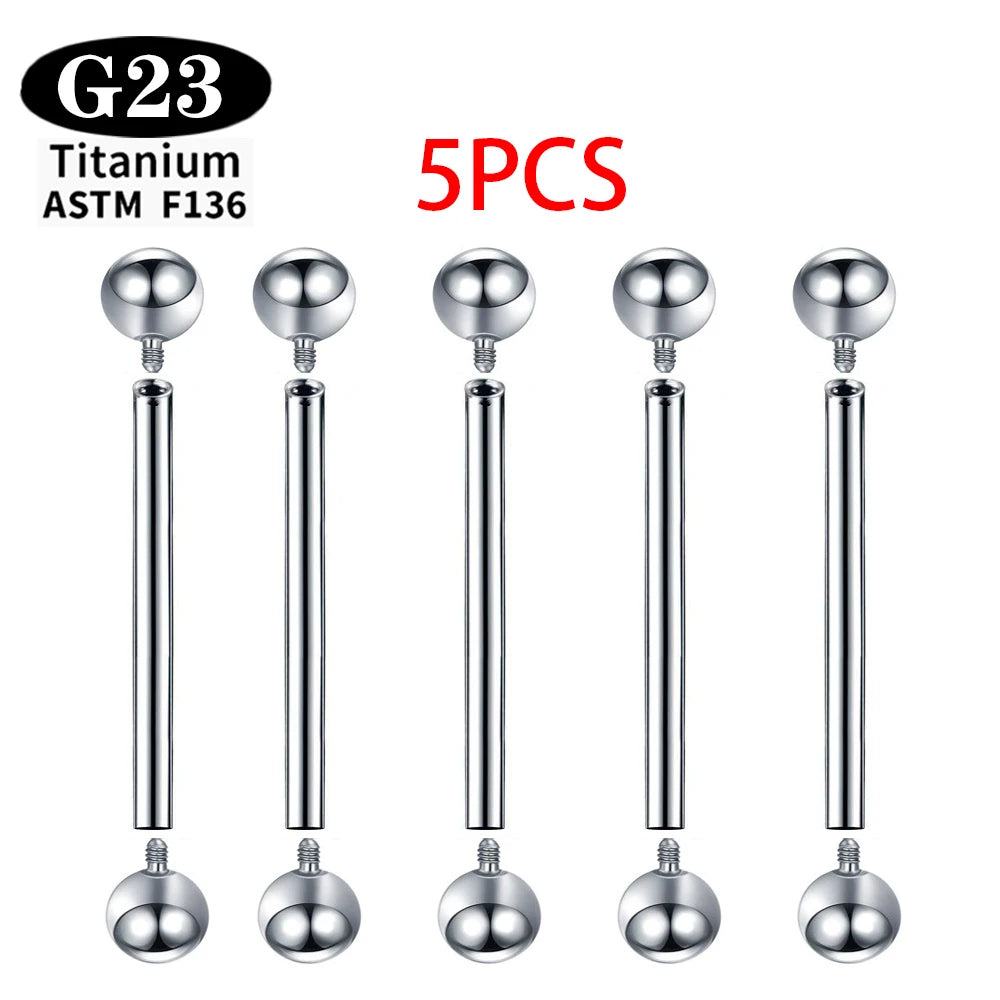 1/5/50PCS ASTM F136 Implant Grade Titanium Internal Thread  Barbells Tongue Ring Piercing Body Jewelry Earrings