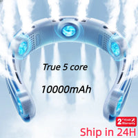 New Portable Neck Fan Rechargeable Mini Neck Cooler 3 Speeds Cooling Wind 10000mAh Electric Ventilador for Home Camping Outdoor