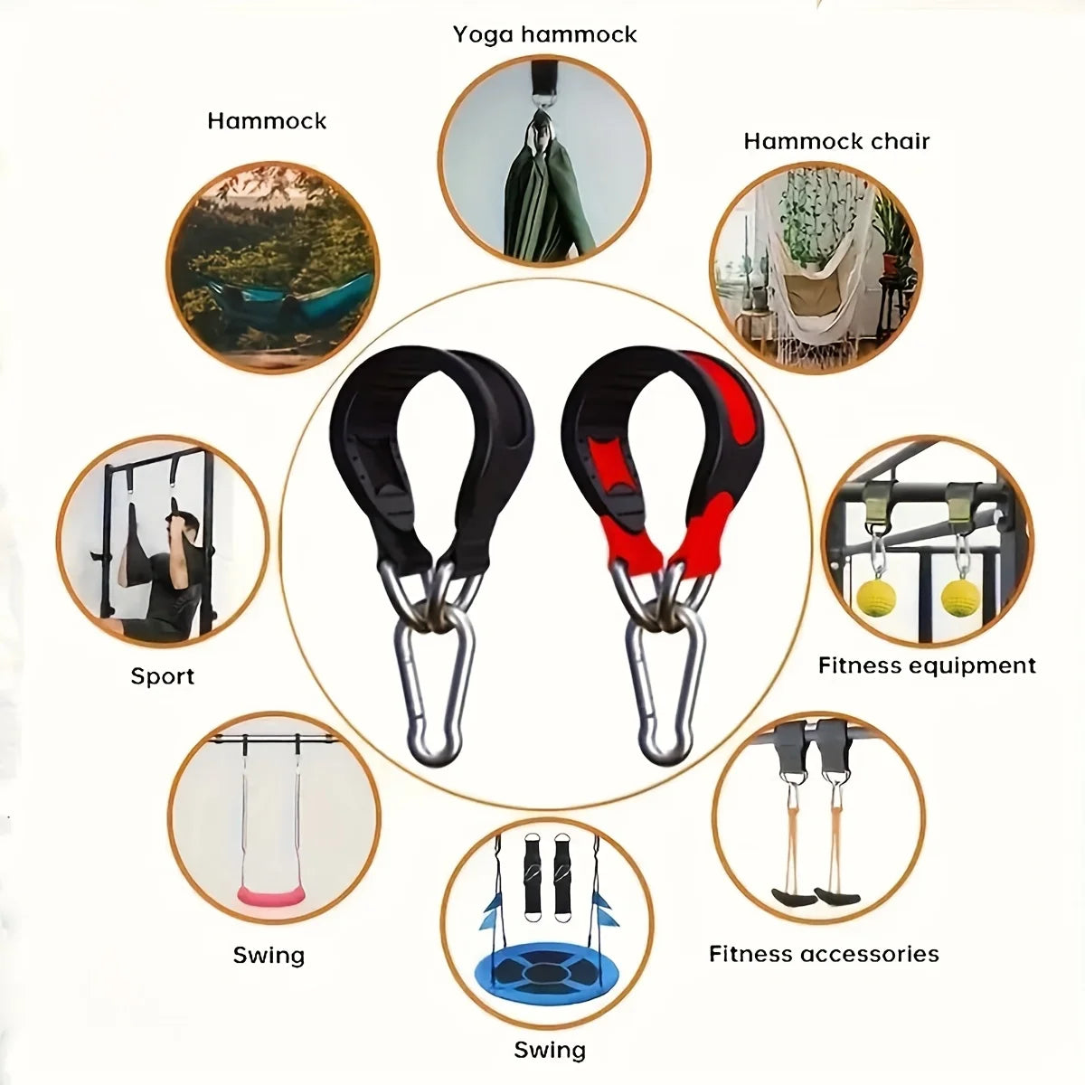 2pcs 10Inch Multifunctional Anti-Slip Safety Belt Fitness Ring Horizontal Bar Double-Layer Belt Sandbag Swing Connection Belt