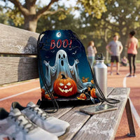 1Pc Custom Text Halloween Pumpkin Drawstring Backpack, Portable Drawstring Bag, Suitable for Gym, Travel, Sports, Holiday Gift