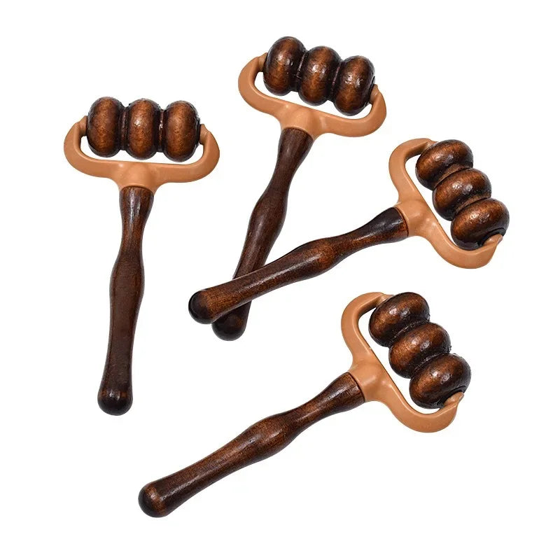 Wooden Massage Roller | Handheld Muscle Relief for Neck, Shoulders, Head | Promotes Circulation | Home & Office Use