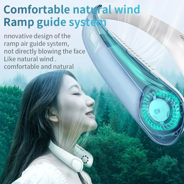 16000mAh Neck Fan Type-C Rechargeable Three-speed Wind Portable Mini Bladeless Fan Hanging Sport For Summer Outdoor