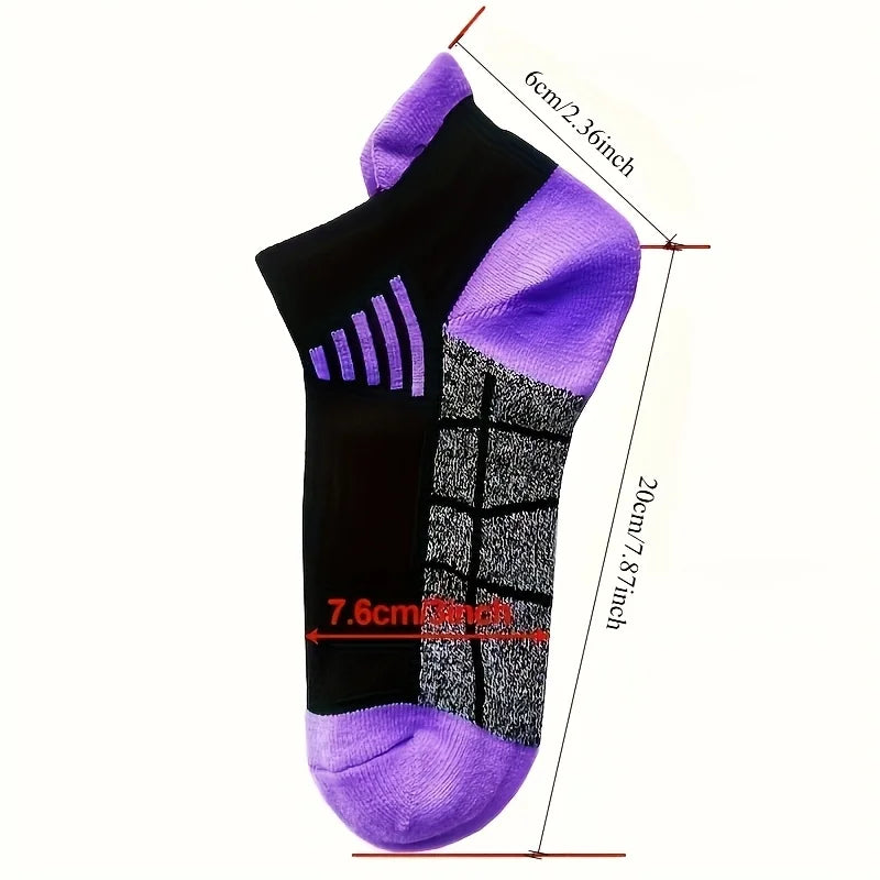 6 Pairs of Women's Spring and Summer Compression Sports Socks - Low Top, Cushioning, Breathable, Moisture Wicking, Arch Support, Ankle Socks, Suitable for Running, Cycling, Hiking and Outdoor Activities, 6 Pairs of Socks of R