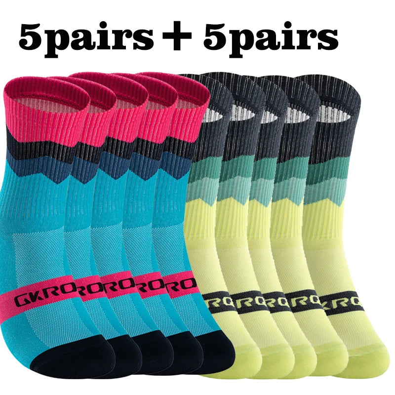 GKRQ 10 pairs  Professional Cycling Socks Breathable Road Bicycle Socks Men Women Outdoor Sports Racing e Compression Cycling Fo