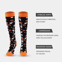 2 Pairs Funny Halloween Unisex Sports Compression Leg Socks Elastic Support Socks for Festival Daily Wear