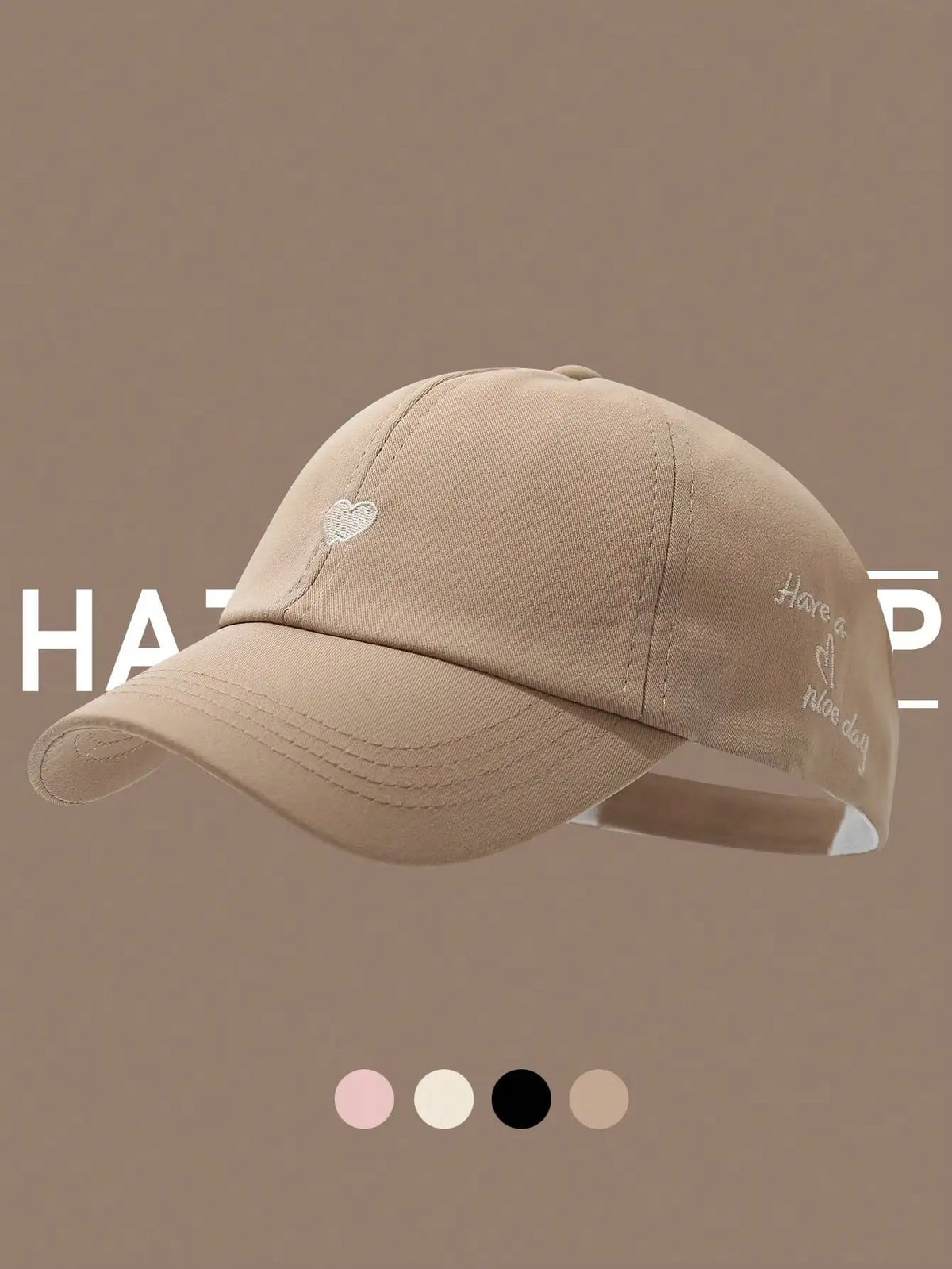 Women's Heart Embroidery Ponytail Hole Top Baseball Cap, Versatile Sun Visor Hat For Summer