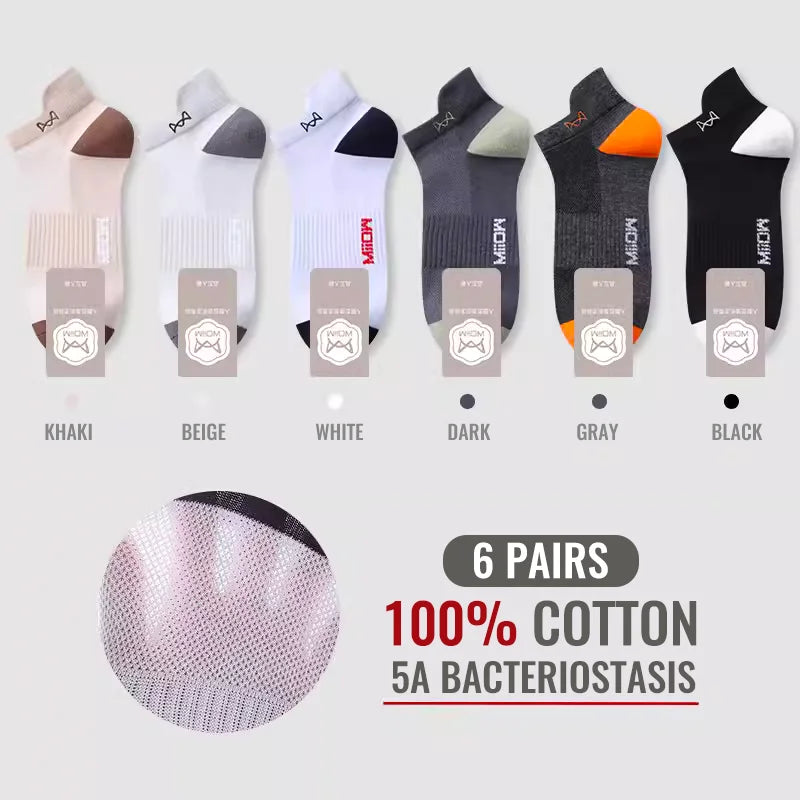 MiiOW 100% Pure Cotton Short Socks Men Ankle Sock Business Dress Ear-lifting Heel Protection Deodorant Antibacterial Sports Sock
