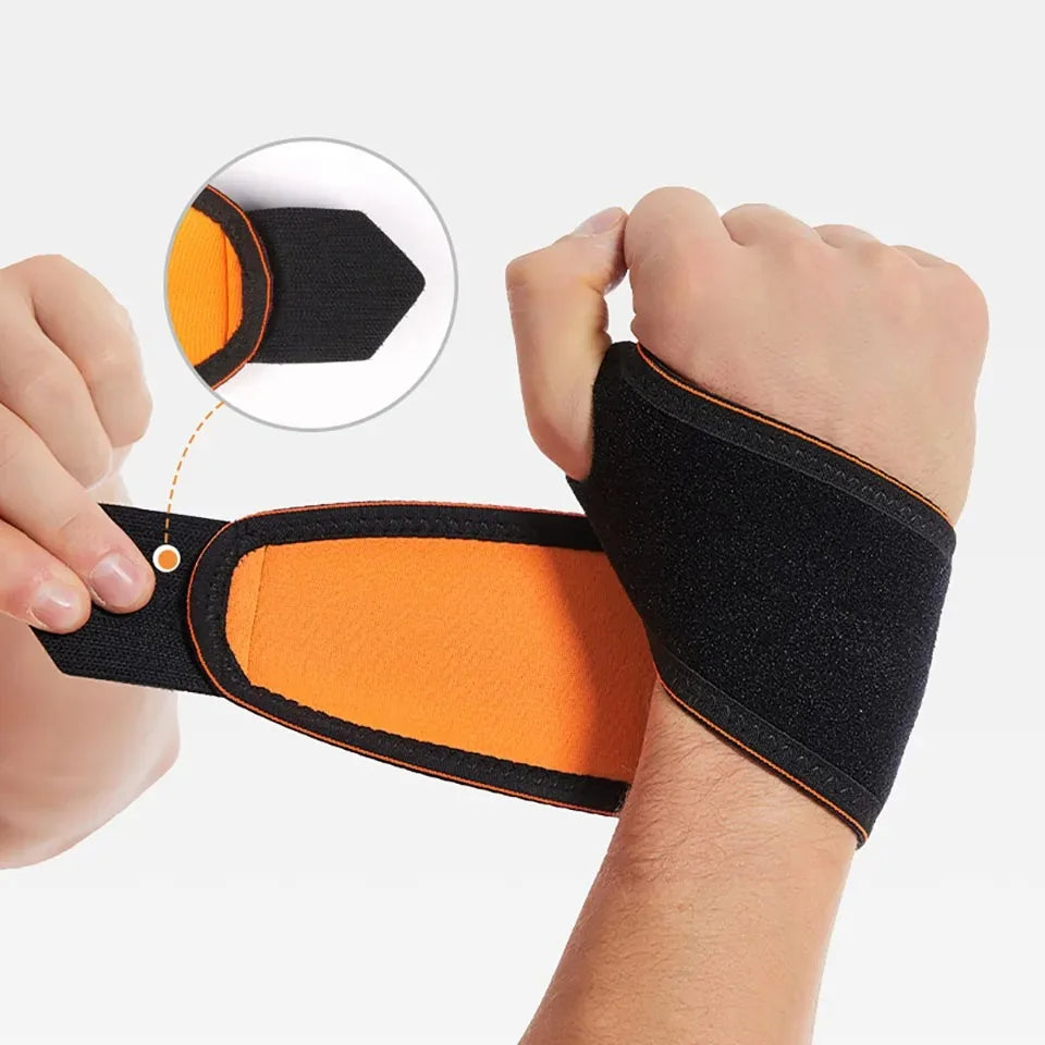 1pc Adjustable Wrist Strap Sports Wrist Support Brace Black Weightlifting Wristband For Men & Women Badminton Tennis Gym