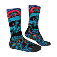 1 Pair Horror-themed Skull Print Men's Socks Stylish Hip-hop Cool Funny Harajuku Style Socks Non-slip Soft Skin-friendly Socks