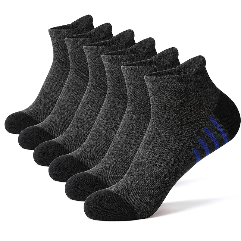 6 Cotton Man and Women Socks Sports Solid Color Male's Short Sock Cycling Breathable Mesh Ankle Summer Running Socks