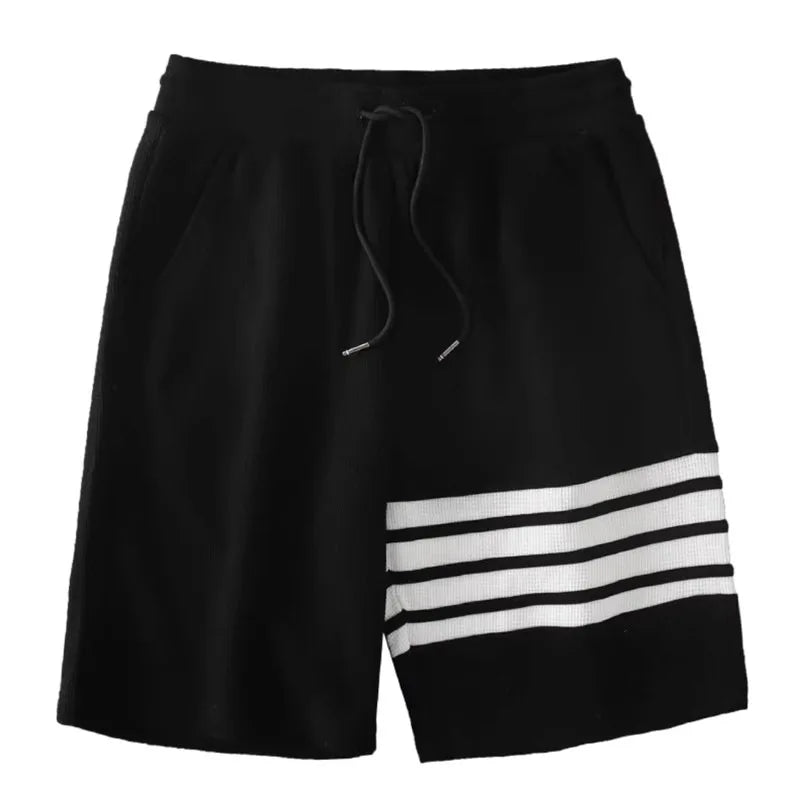 Four bar shorts men's summer new style waffle style trendy men's sports and leisure five quarter pants men's cross-border foreig