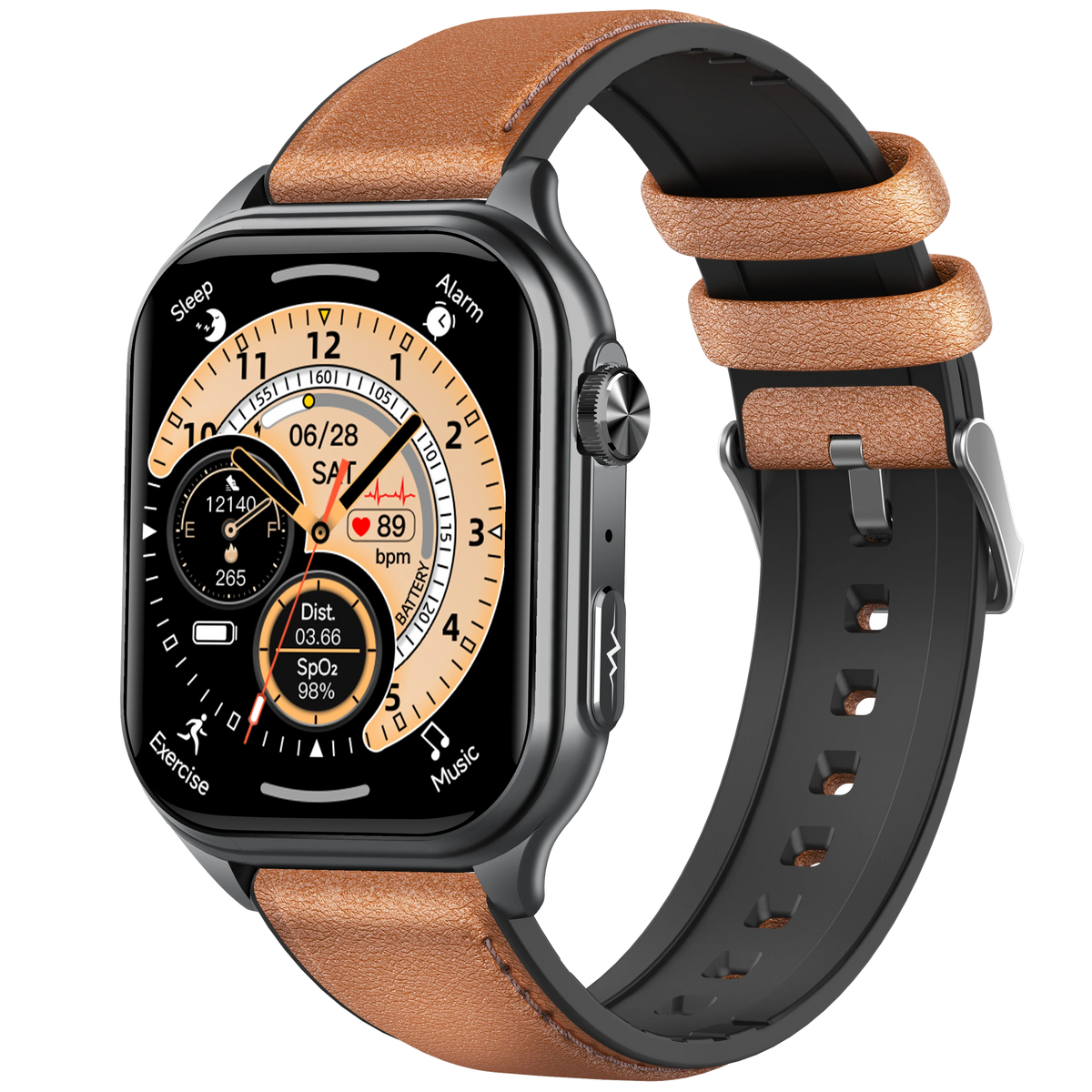 GE500 Nano SIM Card 4G B1 B3 B5 B8 HD Calling for Calling ECG SmartHealth Management Watch Leather Answer Calls Fitness Tracker