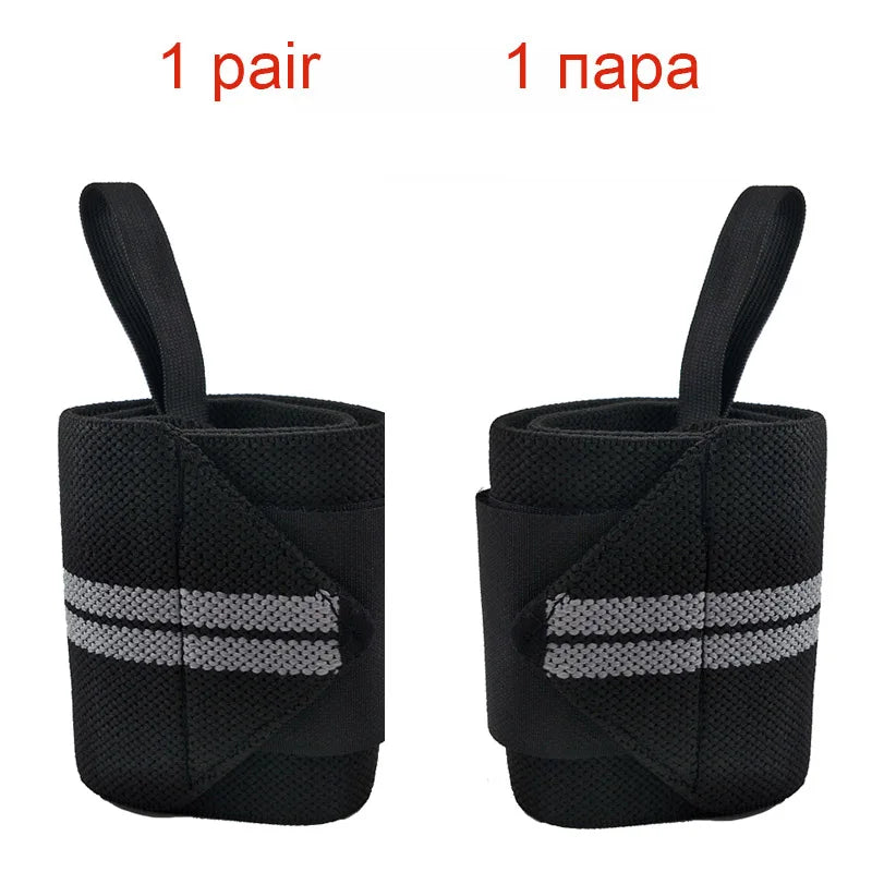 1 Pair Adjustable Bandages Weightlifting Wristbands Wrist Protector Brace Support Professional Sports Grey whole sale