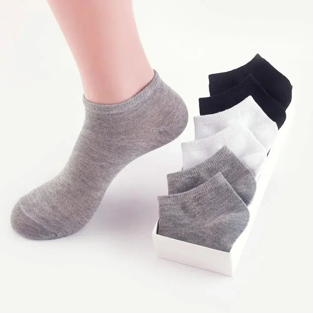 3/5 Pairs Women/Men Socks Breathable Sports Socks Solid Color Boat Socks Comfortable Cotton Ankle Socks White Black Grey Socks's