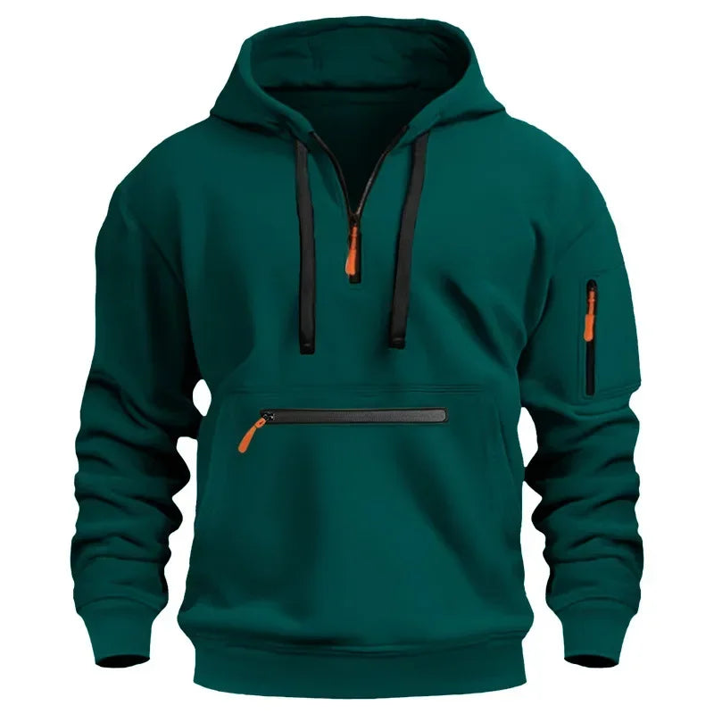 2025 New Men's Hoodies Winter Hooded Shirt Wear Fleece Multi Pocket Fashion Tops Hoody Loose Oversized Pullover Man Clothing