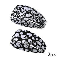 Elastic skull print sports headband, sweat-absorbent sports headband, unisex non-slip fitness headband, cycling street headband