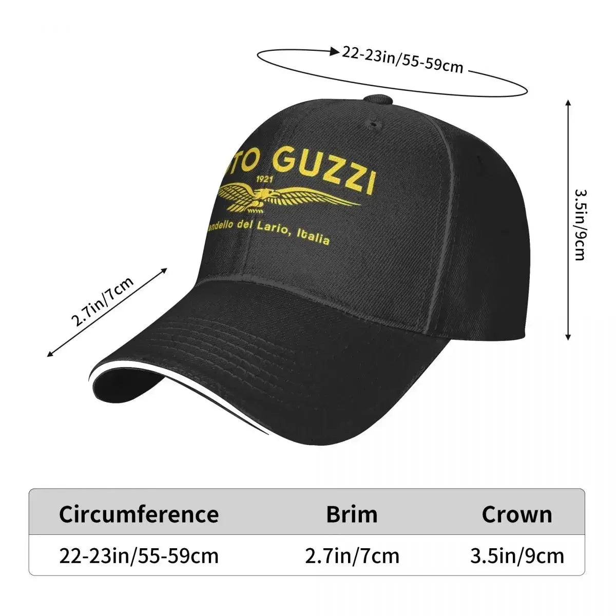 Moto Guzziz Mandello Del Lario.1921 Baseball Cap Retro Sandwich Hat for Men Women Adjustable Caps  Sport