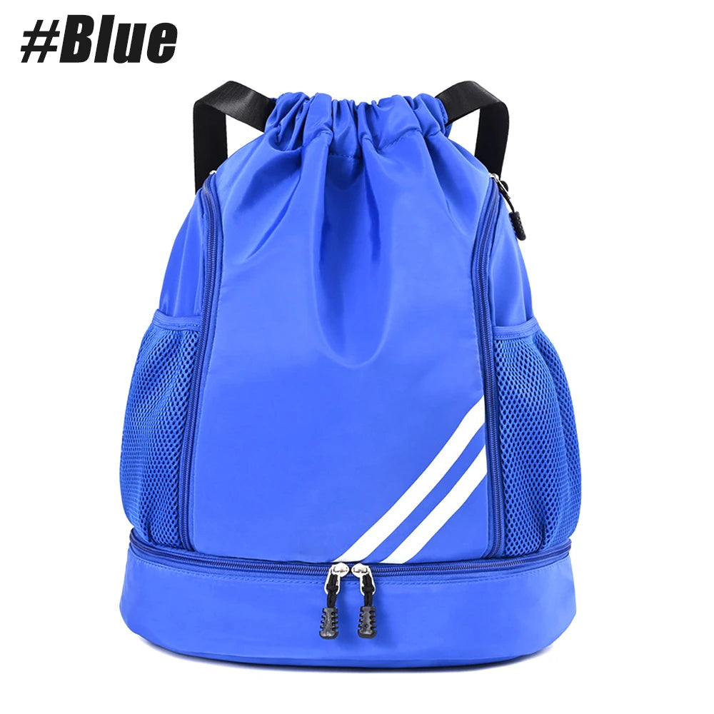 1PCS Sports Drawstring Backpack, Waterproof Sports Bag Soccer Bag Swim Gym Bag for Men Women with Ball Shoes Compartment
