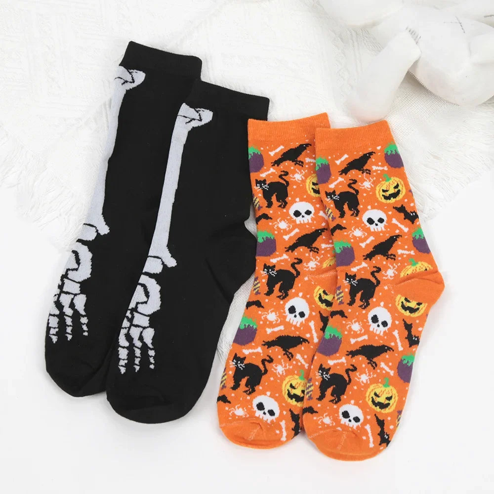 Halloween Women's Socks Personality Harajuku Warm Sock Simple Long Socks Fashion Spring Autumn for Women Men Mid Length Socks