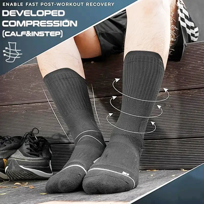 1/5 Pair Men Towel Bottom Basketball Sports Socks Anti Odor Sweat Absorbing Cushioning Shock Absorption All Season Running Socks