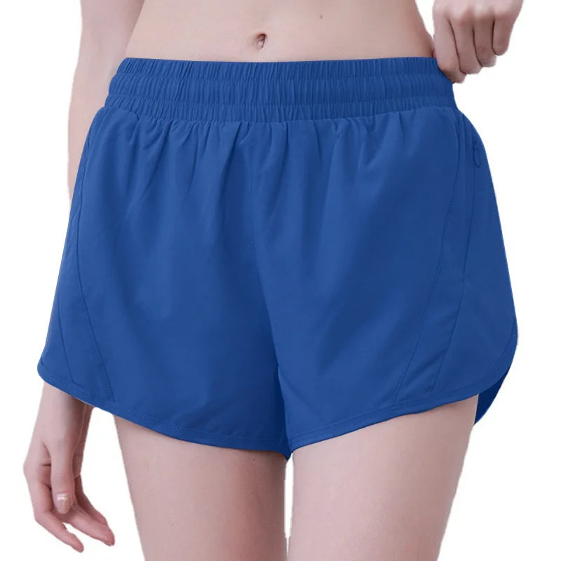 Women 2-in-1 Anti Chafing Sports Shorts Quick Dry Running Yoga Shorts Summer Thin Breathable Outdoor Fitness Short Pants