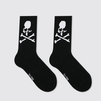 Hip Hop Skateboard Original Design Black White Skull Socks Personality Street Hip Hop Sports Middle Tube Cotton Women's Socks