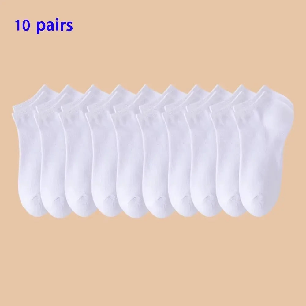 Unisex 40/20/10 Pairs of Solid Color Socks, Soft and Lightweight Ankle Socks, Women's Casual Boat Socks, Low Cut Ankle Socks