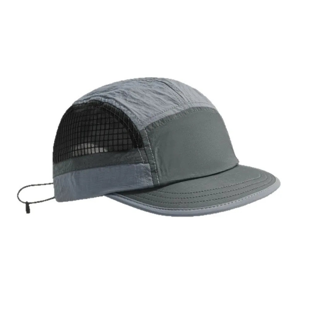 Color-Blocked Quick-drying Baseball Cap Retro 5-panel Soft Brim Breathable Peaked Cap Adjustable Lightweight Mesh Running Caps
