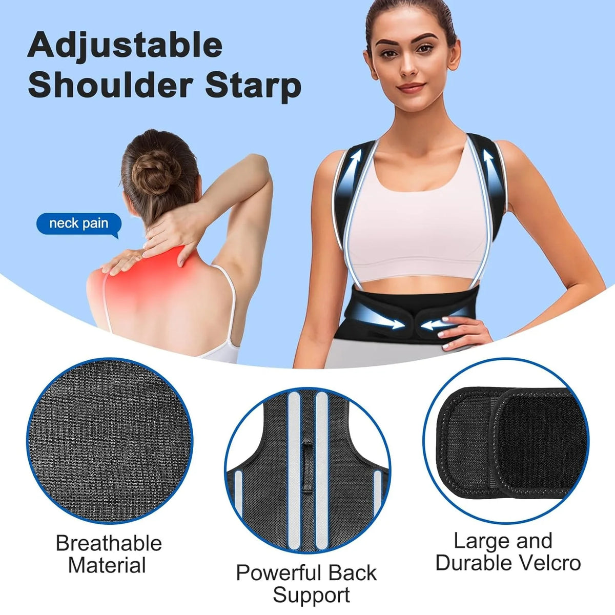Back Brace Posture Corrector for Women & Men, Adjustable Back Lumbar Support Belt Shoulder Posture Support for Improve Scoliosis