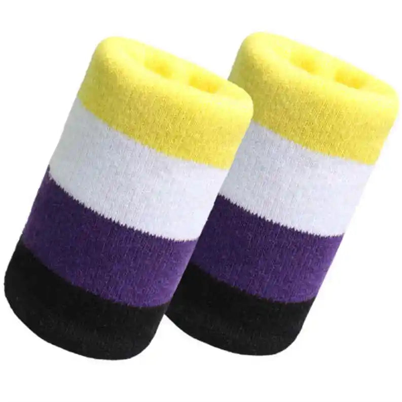 1pc Wristband Colorful Striped Cotton Sports Sweatband Wrist Support Men Women Gym Fitness Running Tennis Wrist Brace Protector