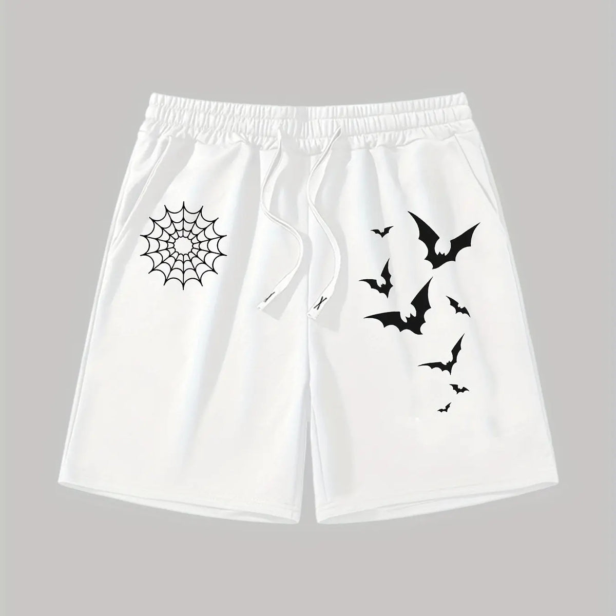 Men's Printed Halloween Patterns and Letter Printed Shorts with Waistband and Pockets, Summer Street Fashion Shorts