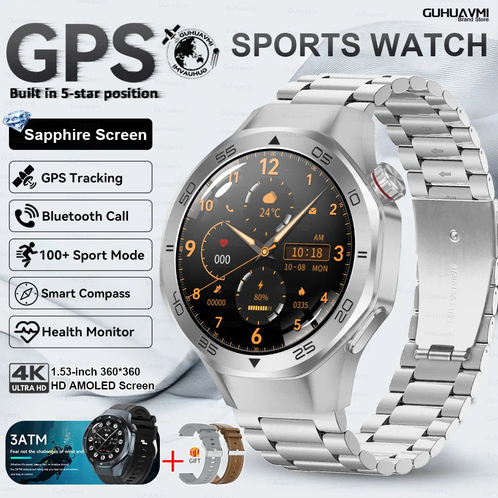 New Watch 6 Pro SmartWatch Built-in GPS Bluetooth Call Heart Rate 3ATM Waterproof  1.53