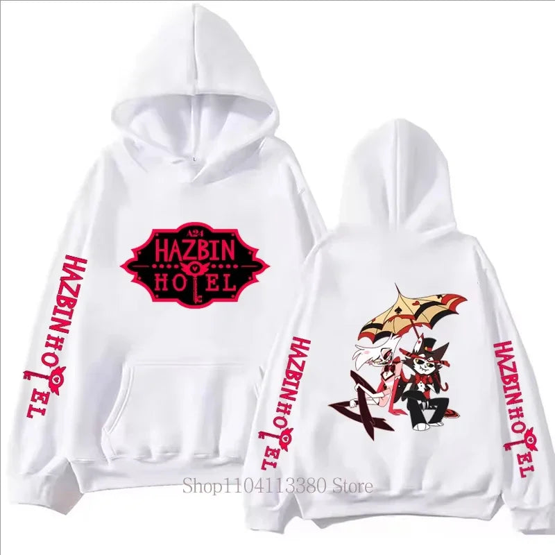 Hazbin Hotel Graphic Print Men Clothing Hoodies Fall Winter Casual Fashion Women Streetwear Y2K Long Sleeve Tops Fleece Pullover