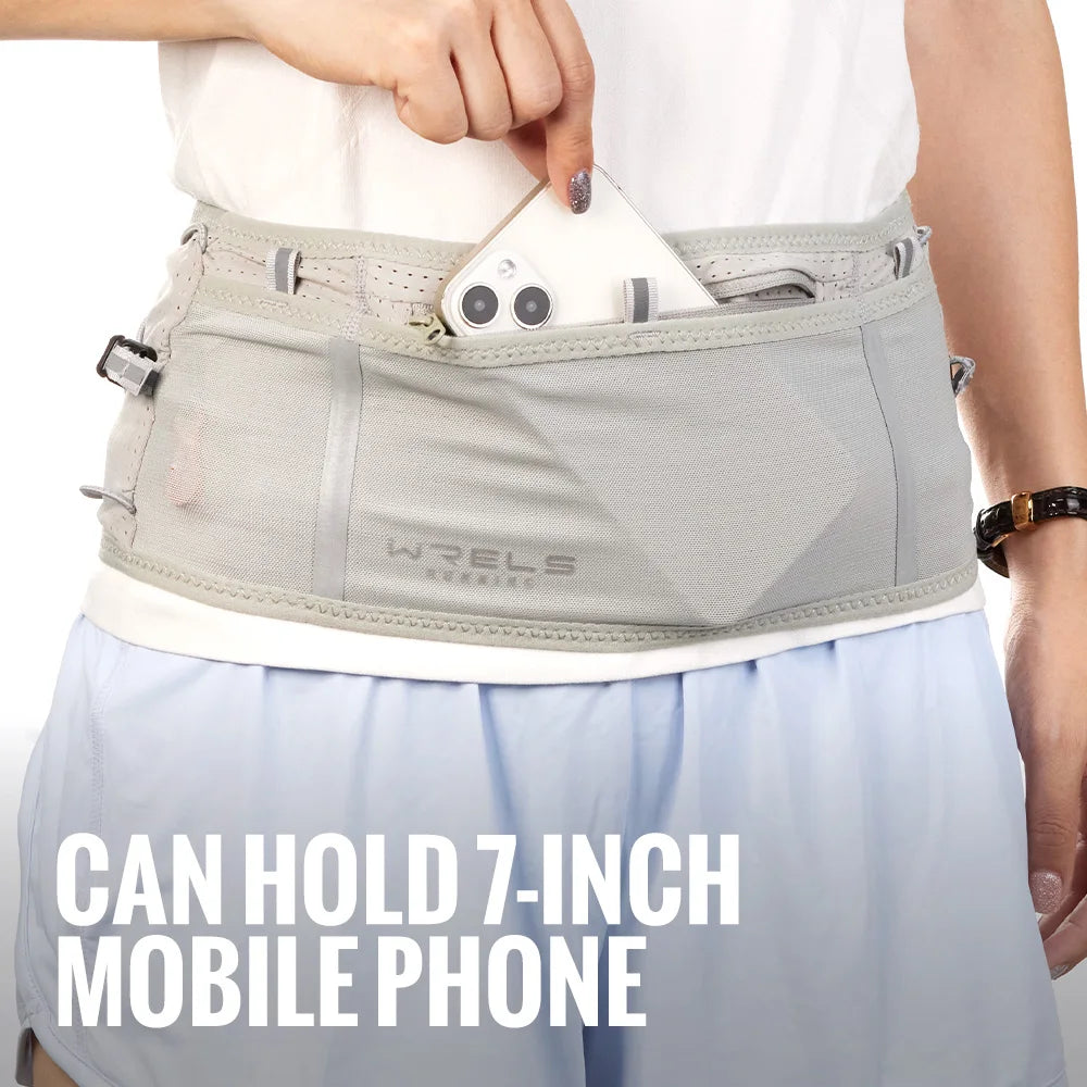 WRELS Waist Bag Invisible Elastic Running Belt Multi-Function Fanny Pack Waterproof Close-Fitting Marathon Waist Belt Bag