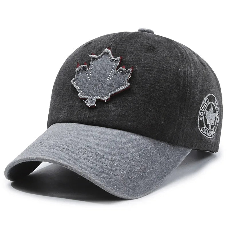 European and American Maple Leaf Retro Baseball Men and Women Washed Cotton Duck Tongue Spring Summer Outdoor Color Matching Hat