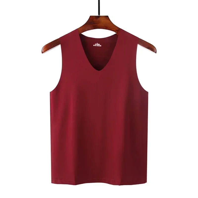 Ice Silk T-shirt Vest Men's Sports Fitness Sleeveless Undershirts Underwears Traceless Summer Slim Fit Breathable Singlet M-5XL