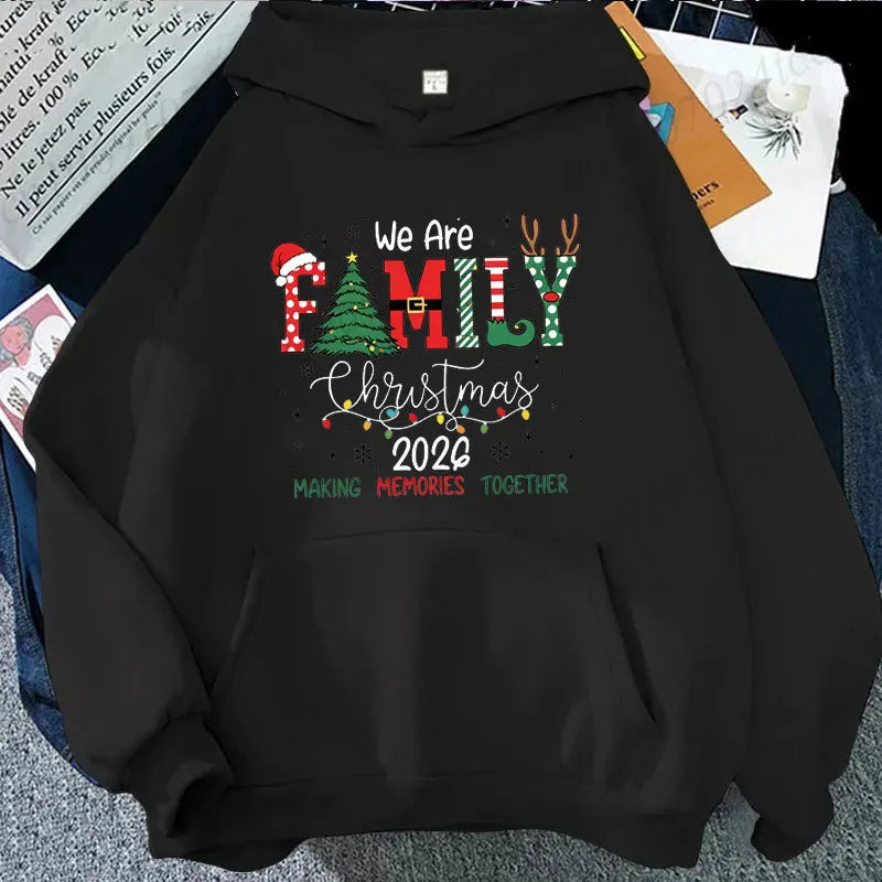 We Are Family Christmas 2026 Hoodies Xmas Holiday Hoodies Retro Christmas Sweatshirts Graphic Family Vacation Tracksuits Gift