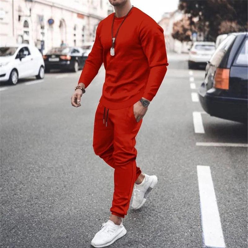 Men's 2025 popular Two-Piece Jogger Sports Suit Warm Autumn Winter Tracksuit Set with Running Sweatshirt And Sweatpants