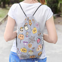1PC Custom Halloween Drawstring Backpack, Personalized Print Rope Bag, Reusable 3 Sizes for Trick or Treat, Festival Gift
