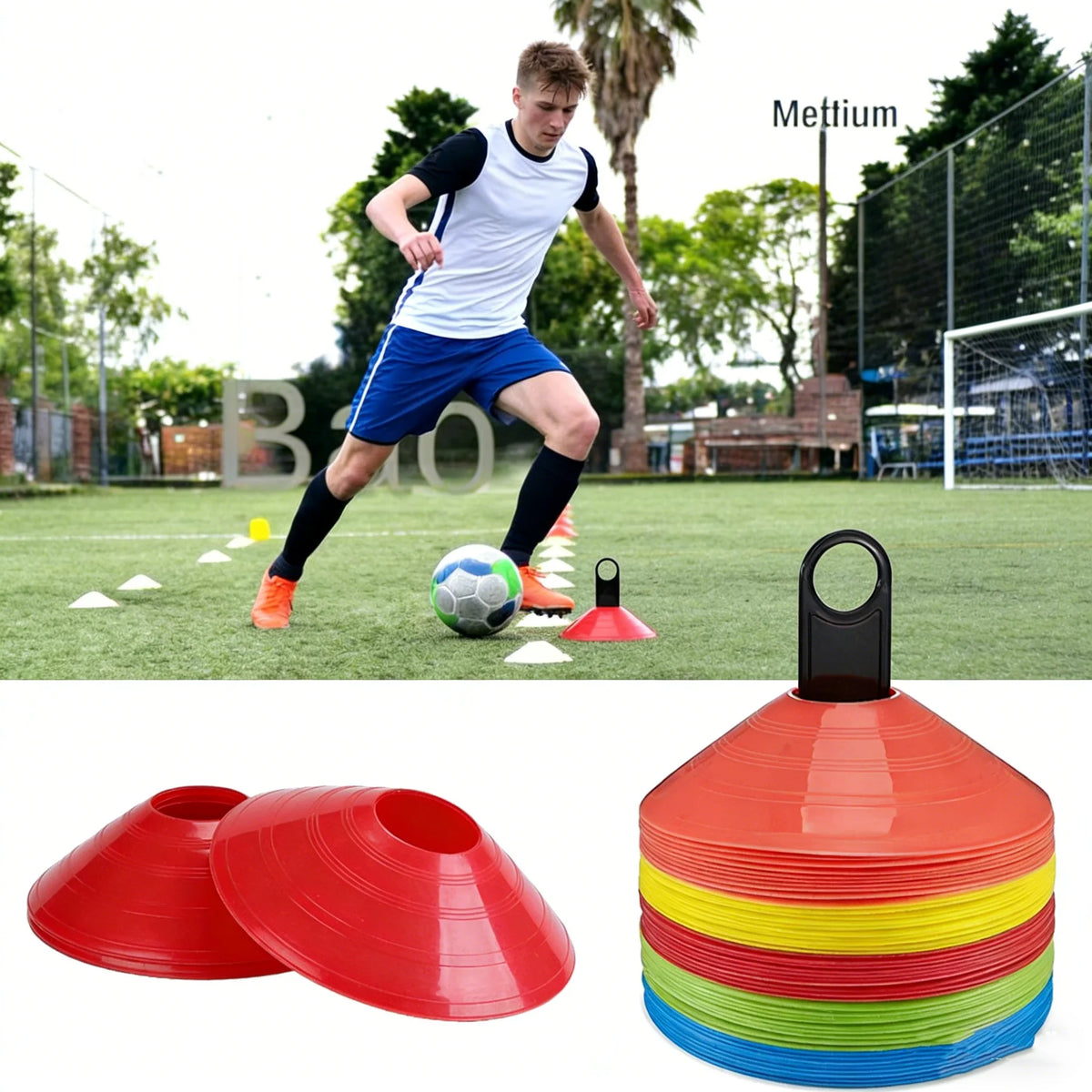 10Pcs Red Soccer Training Cones, Flexible Disc Cones for Agility Drills, Football Training Markers for Kids & Adults, Ideal for