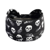 Halloween Printed Wide Headband Skull Pumpkin Ghost Pattern Stretch Elastic Hair Band Women Party Hair Accessory