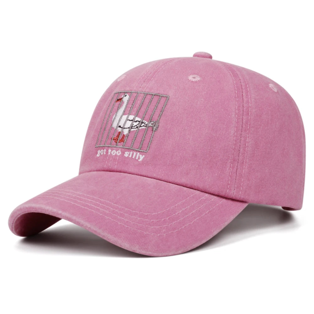 got too silly letter washed embroidered soft top baseball cap women men retro hat fashionable versatile